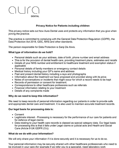 Privacy Notice for Adults and Children